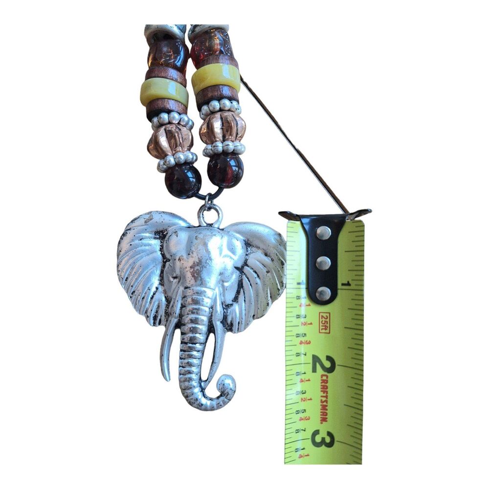 Elephant Head Statement Piece Necklace and Earrings Set Safari Bama Pride - Picture 7 of 12